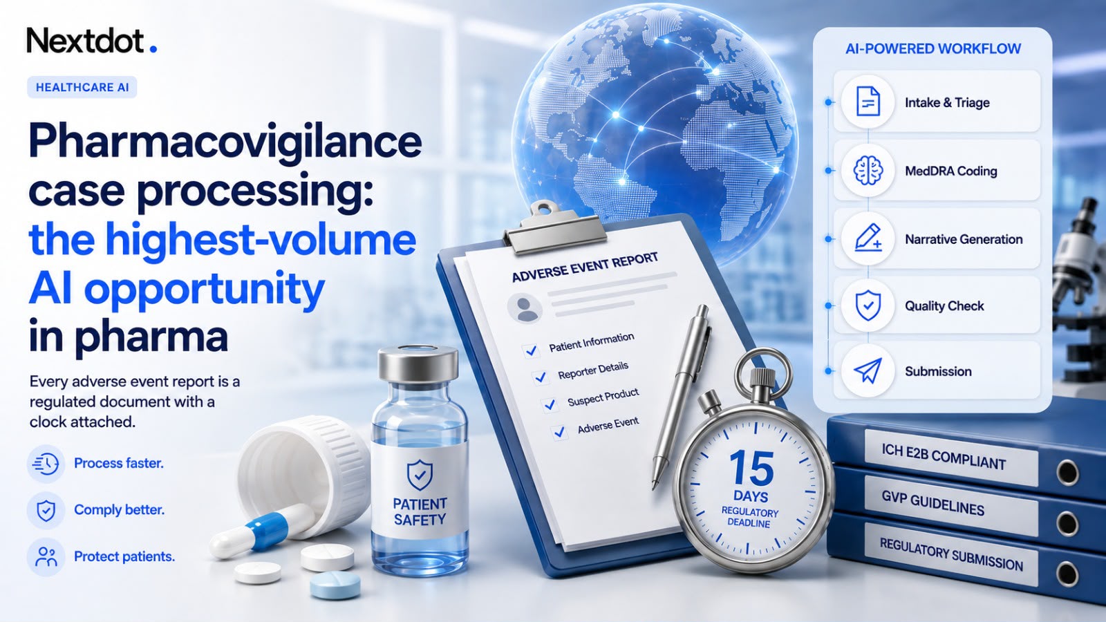 AI-powered pharmacovigilance case processing workflow for adverse event reports in pharma