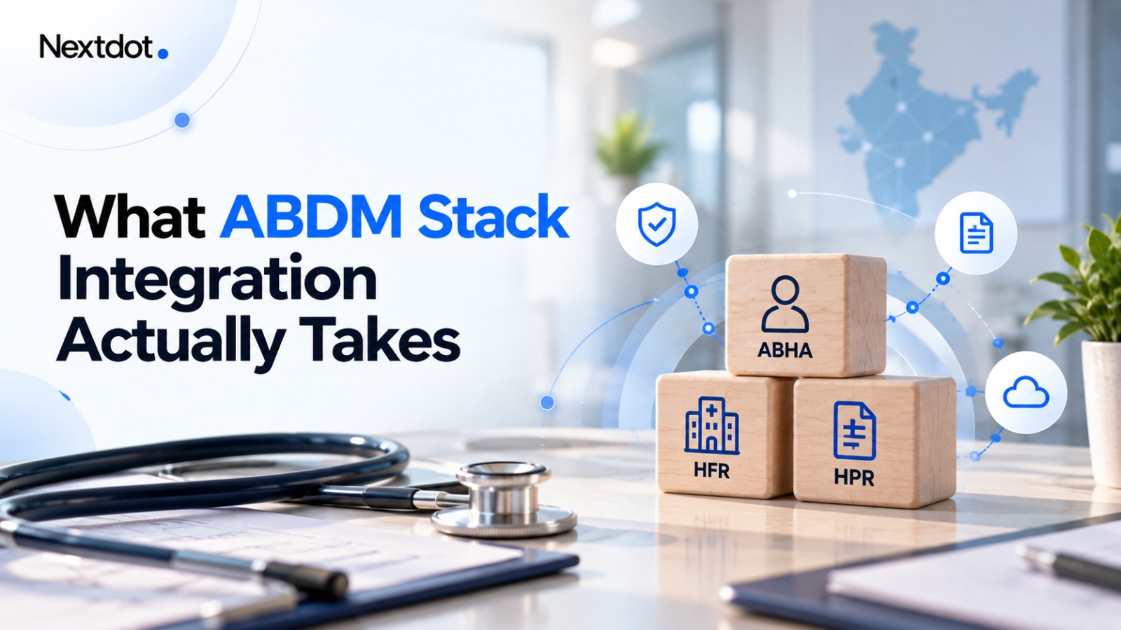 <!-- SEO title: What ABDM Stack Integration Actually Takes Subtitle: Building on top of a government HMIS: what ABDM stack integration actually takes Primary query: what does ABDM stack integration involve, HFR HPR ABHA Vertical and Buyer: AI Engineering (Healthcare AI). Everyone: hospital CIO, CTO, Head of Digital, Group COO. Written as informed analysis, not field notes. Sources used: NRCES, FHIR Implementation Guide for ABDM v6.5.0, published 8 May 2025 (nrces.in/ndhm/fhir/r4); NHA ABDM sandbox integration and exit process, as reproduced in the Open Healthcare Network ABDM implementer documentation (docs.coronasafe.network), including the 5 August 2022 move of functional testing to NHA-empanelled agencies, and its guidance on facilities using more than one ABDM-compatible system (docs.coronasafe.network, implementers guide, accessed 2026-09-30); e-Sushrut@Clinic launch by the Union Health Minister, 29 June 2026 (PIB release, pib.gov.in PRID=2278996). Exit process primary NHA page (sandbox.abdm.gov.in) returned 503 on 2026-09-30; reconfirm before publishing. Status: FINAL DRAFT 2026-09-30, decisions applied, ready for Ayush read --> # What ABDM stack integration actually takes ABDM stack integration means taking a health software system through three milestones in the National Health Authority sandbox: M1 to capture and verify ABHA numbers against a facility registered in the Health Facility Registry, M2 to act as a Health Information Provider that shares consented FHIR records, and M3 to act as a Health Information User that requests them. After that comes an exit process of functional testing, a security audit and a committee review before production credentials are issued. The APIs are the easy part. The hard part is mapping your data model onto the national one and deciding which system in the hospital holds the ABDM role. Our earlier piece, "ABDM and e-Sushrut: What the Government Stack Now Expects From Every AI Vendor", covered what ABDM expects from an AI vendor. This one goes a layer down, into the build. It is informed analysis: Nextdot has not completed HFR, HPR or ABHA linkage work, including in the sandbox. It is the map we would want before starting one, and the map a CIO should hold any vendor to. ## The milestones, in the order they break The NHA structures integration as milestones, and each one changes what your system is. M1 makes your system an identity participant. At registration, it captures a patient's ABHA number or ABHA address, verifies it, and stores the linking token the gateway returns. The facility itself has to exist in the sandbox Health Facility Registry first, because every later transaction is attributed to a facility. M2 makes your system a Health Information Provider, or HIP. After a consultation or an investigation, it creates a care context: a labelled bundle of records the patient can later discover and share. It answers discovery requests from the consent manager, acknowledges consent artefacts, and pushes encrypted health records in FHIR format to whoever the patient approved. M3 flips the role. Your system becomes a Health Information User, or HIU, that raises consent requests, receives records from other facilities, and presents them to a clinician. M1 alone gives you identity and puts no record on the national rails. M2 is where documentation becomes portable, and where most of the engineering lives. ## Where M2 actually hurts M2 looks like an API exercise on paper. In practice it forces four decisions that most HMIS data was never designed to answer. The first is the FHIR mapping. The NRCES FHIR Implementation Guide for ABDM, version 6.5.0, published on 8 May 2025, defines seven clinical document profiles (OP consultation, prescription, diagnostic report, discharge summary, immunization, wellness and a general health document record) plus an invoice profile, built on FHIR R4 (Source: NRCES, FHIR Implementation Guide for ABDM v6.5.0, 8 May 2025). A discharge summary usually lives as a free-text template in the HMIS, while the profile expects structured sections, coded diagnoses and a practitioner reference. Someone has to decide, field by field, what maps and what stays narrative. That is clinical informatics work, and it needs clinician time as well as developer time. The second is care context granularity. Is a care context one visit, one admission or one lab order? The answer shapes what another hospital sees, and it is painful to change once production data exists. The third is identity reconciliation. The same patient arrives with an ABHA number at one visit, an ABHA address at the next, and nothing at the third. The HMIS already has its own medical record number. Merging those without attaching one person's discharge summary to another's ABHA is the defect that matters most, because on a national rail a misattributed record travels. The fourth is the asynchronous architecture. ABDM runs through a gateway with callbacks. Your system sends a request and receives the answer later, at an endpoint you expose. Timeouts, retries, duplicate callbacks and consent artefacts that expire mid-transfer all need explicit handling, and each needs a log line you can find when a patient complains. ## The exit process is a project of its own Passing the milestones in the sandbox does not put you in production. The NHA's published exit process has four stages. Functional and non-functional testing against NHA test cases, which since 5 August 2022 has been carried out on a chargeable basis by NHA-empanelled agencies. Security testing by an STQC or CERT-In empanelled agency, ending in a Safe-to-Host certificate. A review by the approval committee, with the testing report, the certificate and a summary template. Then production access, registration of the partnering facility in the Health Facility Registry, and an update of the production bridge ID in that facility's HFR profile (Source: NHA sandbox exit process, via Open Healthcare Network ABDM documentation, accessed 2026-09-30). Two things follow for a buyer. Any change to ABHA, consent or record exchange flows after certification is a change to a certified system, and your vendor's release process should treat it that way. And the exit process depends on outside agencies and a committee, so a vendor quoting an ABDM go-live date without naming where they sit in that queue is guessing. We do not publish a timeline for this path because we have not run it. ## HFR and HPR are the parts people call simple HFR and HPR onboarding is the facility's and the clinician's job. What the software owns is using those identifiers correctly. A practitioner reference in a FHIR bundle should resolve to a real HPR identity. A record should carry the HFR identity of the facility that produced it, which matters when one HMIS instance serves several sites. Storing an HPR number as free text on a user profile is different from binding every signed document to it, and procurement questionnaires should ask which one a vendor does. ## The question nobody asks: whose HIP is it? In most hospitals the HMIS is the system of record, so it is the natural HIP. It holds the encounter, the orders and the signed documents. An AI layer produces or reads clinical content but usually does not own the encounter. That leaves two architectures. In the first, the AI layer writes its output back into the HMIS, the clinician signs it there, and the HMIS shares it through its own M2 integration. The AI vendor never touches the ABDM gateway directly. In the second, the AI product registers as its own HIP software for the facility and pushes records itself. The first is simpler, easier to audit and keeps one source of truth per record. The second risks the same encounter appearing as two care contexts from two systems, with two slightly different versions of the note. ABDM does allow one facility to use more than one compatible system, for example one for OPD records and another for the lab, but registering a second system against the same facility is not handled through the APIs and goes through NHA integration support (Source: Open Healthcare Network ABDM implementer documentation, accessed 2026-09-30). Running several HIP systems side by side is a design decision the hospital should make deliberately. Nextdot's position is that the system that owns the encounter should own the ABDM role, and everything else should write into it. This is also why e-Sushrut changes the integration question for the small clinics and sub-centres it targets. e-Sushrut@Clinic, launched by the Union Health Minister on 29 June 2026 (Source: Press Information Bureau, Ministry of Health and Family Welfare release, 29 June 2026), arrives ABDM-enabled. In a facility running it, the HIP role is already taken by a government system. An AI product in that facility has one sensible path, which is to write into e-Sushrut and let e-Sushrut carry the ABDM exchange. How hard that is depends on what interfaces e-Sushrut exposes to third-party software, so a buyer should ask any vendor claiming e-Sushrut compatibility to show the interface they used and who granted access to it. ## Where Nextdot stands Nextdot's architecture position is interoperability with the systems a hospital already runs. We build integration through MCPs and open APIs that connect to legacy and open HMIS, including a system of record the hospital did not choose. That position fits the first architecture above: the HMIS owns the encounter and the ABDM role, and the AI layer writes into it. On ABDM itself, we have not completed HFR, HPR or ABHA linkage work, including sandbox. Our WhatsApp-first appointment booking for small clinics is live and handles volumes up to roughly 100,000, and it is a separate thing from ABDM integration. The checks below apply to every vendor, including us. ## What to ask a vendor before you sign Ask which milestones, M1, M2 or M3, the product has completed in the sandbox, and ask to see the flows run live against the sandbox. Ask whether the product has cleared the NHA exit process, and for the functional testing report and Safe-to-Host certificate if it has. Ask which system holds the HIP role for your facility after go-live, and how the vendor prevents one encounter from surfacing as two care contexts. Ask how the product reconciles ABHA numbers, ABHA addresses and your own medical record numbers, and what happens when they conflict. Ask which NRCES FHIR profiles and which IG version the product emits, and who on the vendor's side signs off the clinical mapping. ## FAQ **What does ABDM integration involve?** ABDM integration means taking health software through three NHA milestones in the ABDM sandbox: M1 for capturing and verifying ABHA numbers at a facility registered in the Health Facility Registry, M2 for acting as a Health Information Provider that shares consented FHIR records, and M3 for acting as a Health Information User that requests records from other facilities. After the milestones, the software goes through functional testing by an NHA-empanelled agency, a security audit by an STQC or CERT-In empanelled agency ending in a Safe-to-Host certificate, and a committee review before production credentials are issued. **What is HFR and HPR onboarding?** HFR onboarding registers a health facility in the Health Facility Registry and gives it an HFR ID, which every ABDM transaction is attributed to. HPR onboarding registers a professional in the Healthcare Professional Registry so documents they sign carry a verifiable identity. The software's job is to bind records to those identifiers correctly. **How do you link an ABHA number?** At registration, the hospital system captures the patient's ABHA number or ABHA address, verifies it, usually by OTP or a QR scan, and stores the linking token returned by the ABDM gateway. After each visit, the system creates a care context linked to that ABHA identity, which the patient can later share through a consent manager. **How hard is e-Sushrut integration?** e-Sushrut is already ABDM-enabled, so in a facility running it, e-Sushrut holds the ABDM exchange role. An AI product should write its output into e-Sushrut and let e-Sushrut share it, which avoids duplicate records. The difficulty depends on the interfaces e-Sushrut exposes to outside software, so ask any vendor claiming compatibility to show the interface they used.