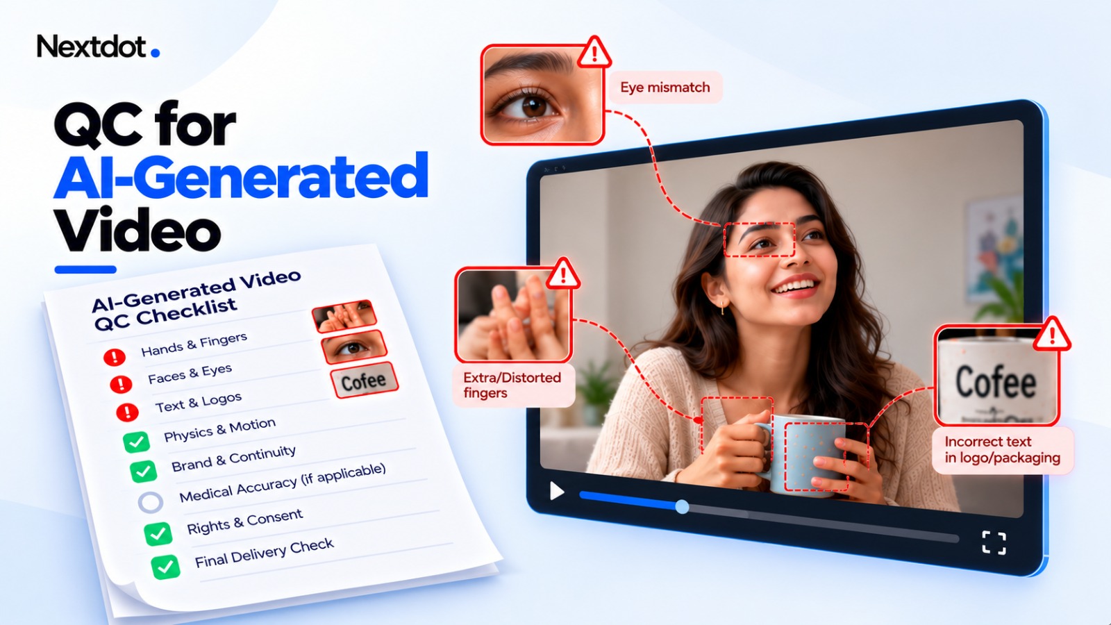 Quality checks for video accuracy, branding, and visual consistency