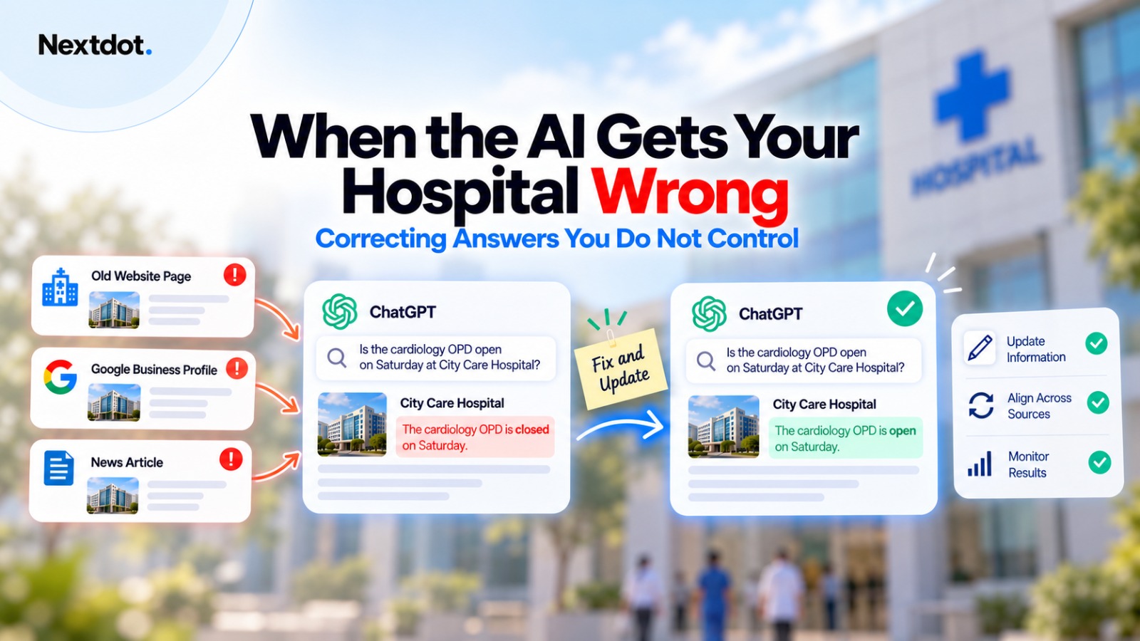 Correcting inaccurate AI information about hospital services and timings