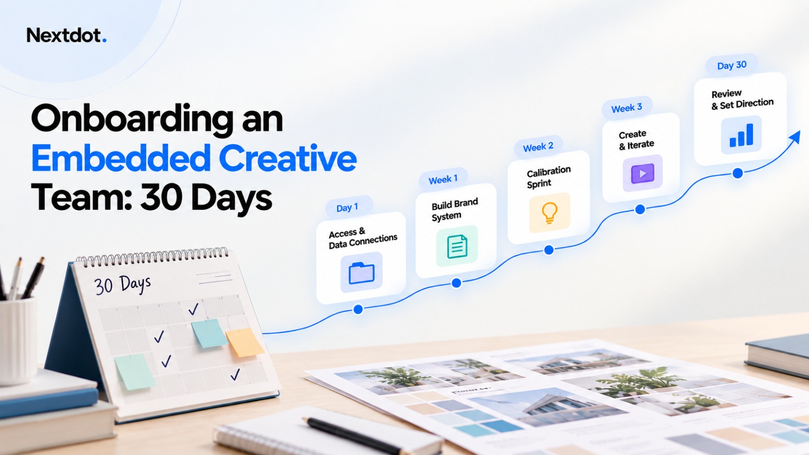 30-day onboarding plan for an embedded creative team