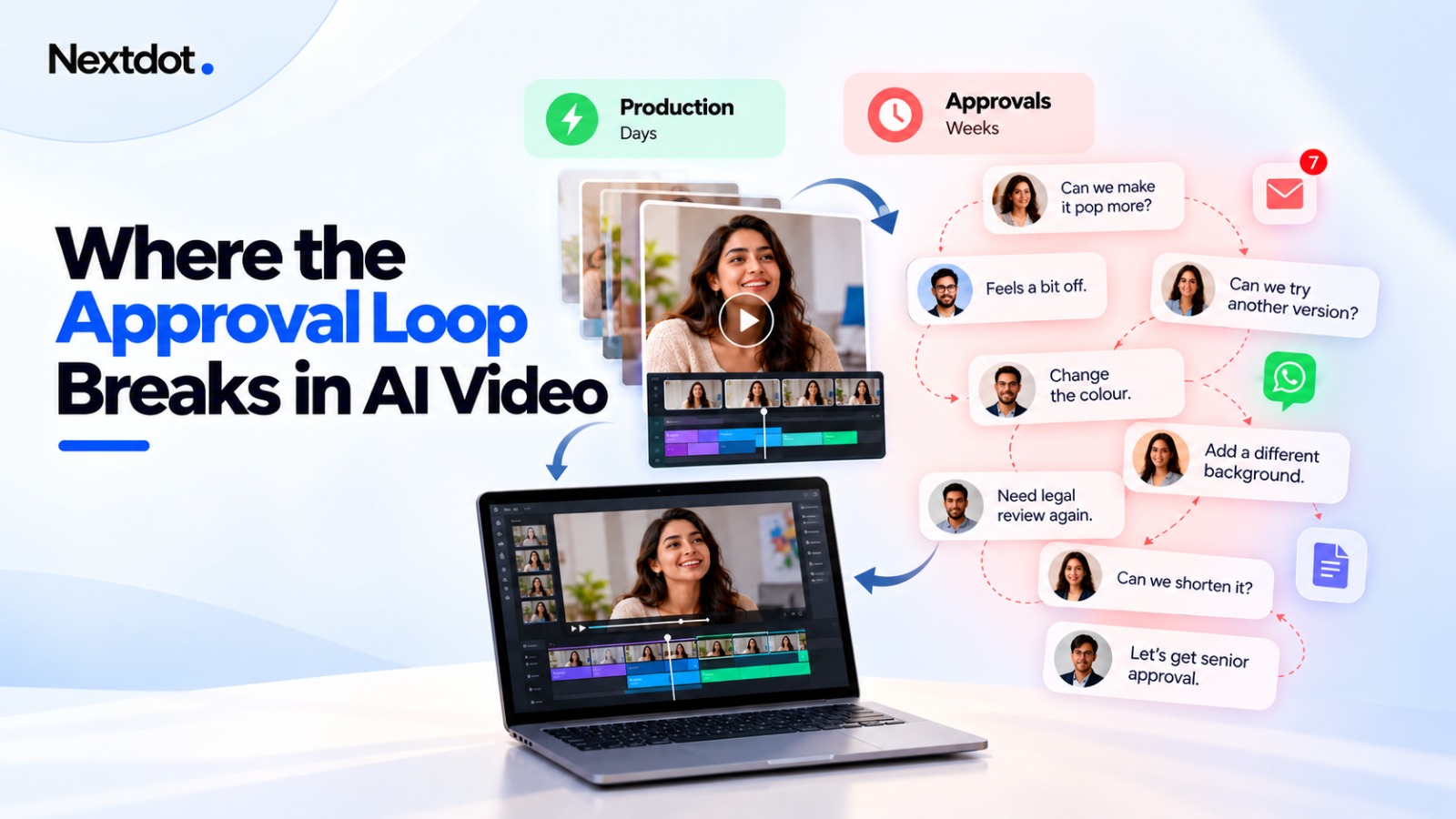 Video approval workflow showing feedback delays and review cycles